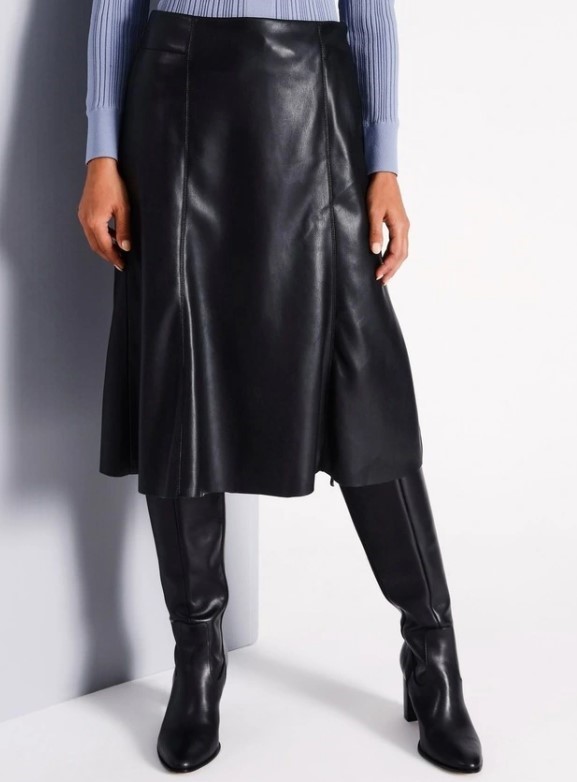 BASQUE A-Line PU Skirt, Size 16, Black. RRP: $119.95. Buyers Note - Discou