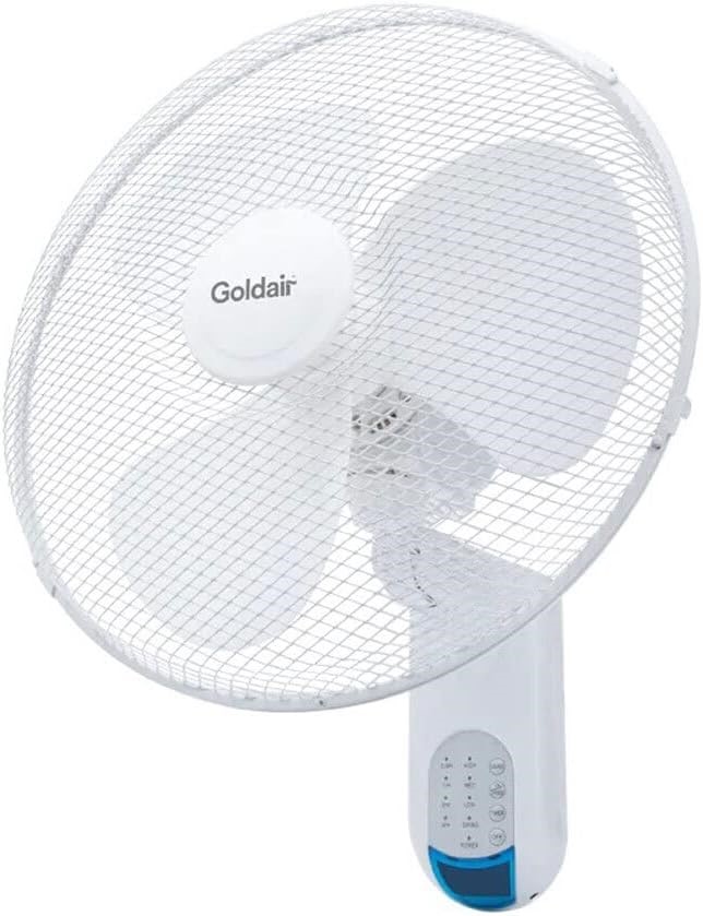 GOLDAIR 40cm Wall Fan with Remote Control, White. NB: Slightly damaged box