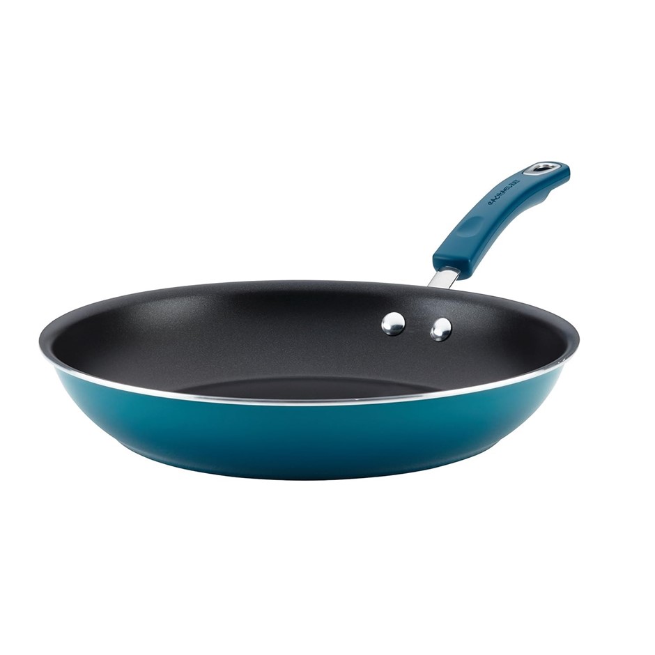 RACHAEL Ray Hard Enamel Aluminum Nonstick Skillet, 12-1/2", Marine Blue