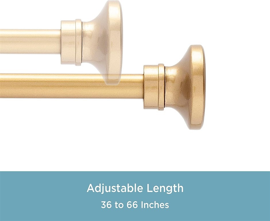 Kenney Augusta 5/8" Standard Decorative Window Curtain Rod, 36-66", Burnish