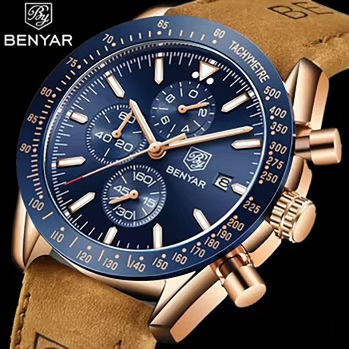 NEW BENYAR Chronograph Watch Gold / Blue