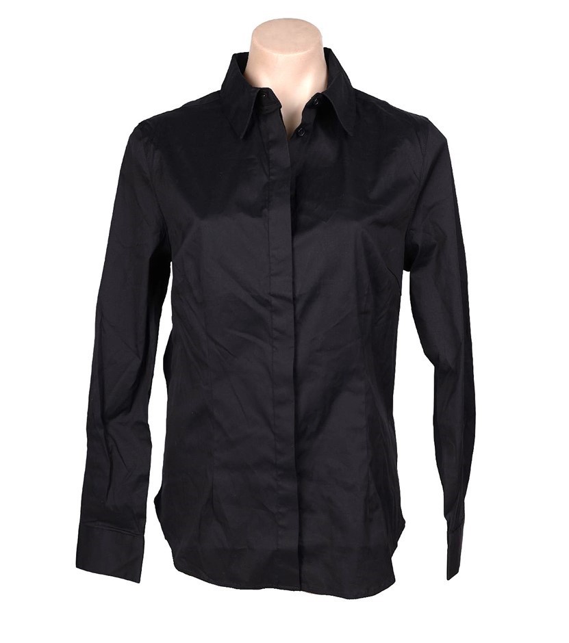 SABA Women's Fitted Shirt, Size 12, 80% Cotton, Black, AG23900CO.