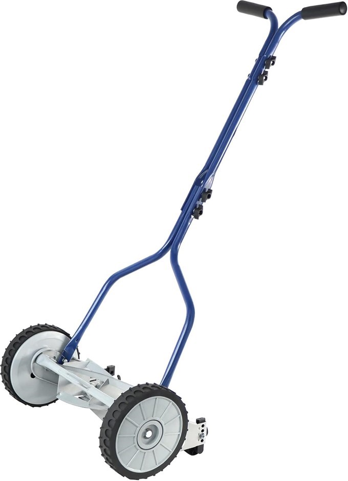 AMAZON BASICS 5.56 CM 4-Blade Push Reel Lawn Mower, Blue.