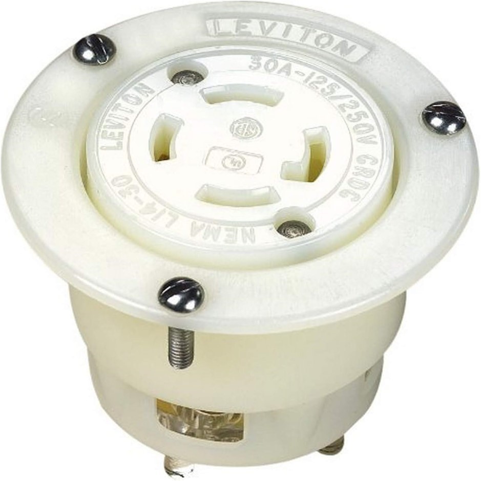 LEVITON 2716 30-Amp, 125/250 Volt, Flanged Outlet Locking Receptacle, Indus