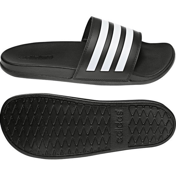 ADIDAS Adilette Comfort Slides, Size US10/UK10, Black/White/Black.  Buyers