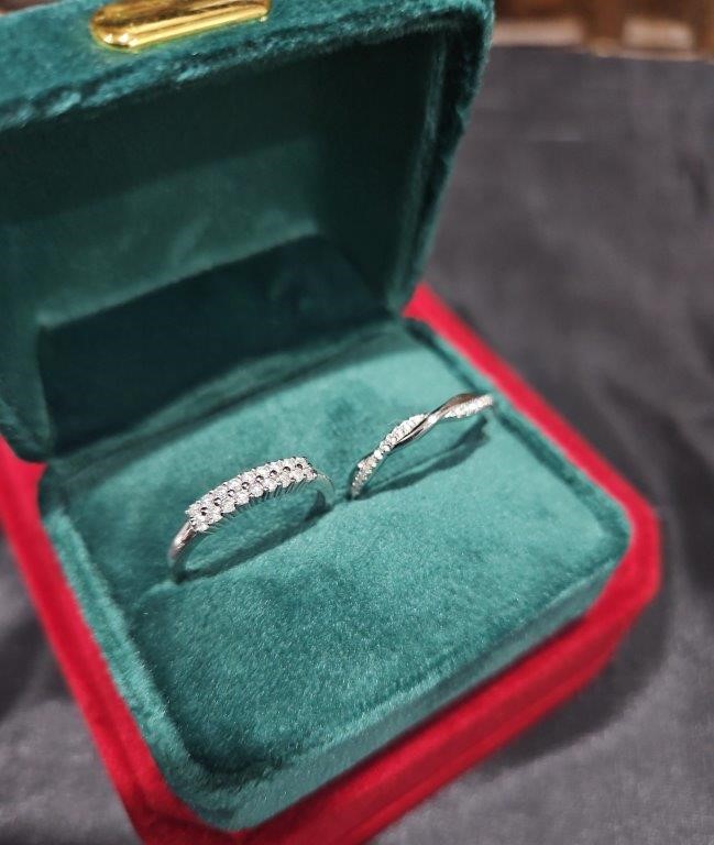 2pcs GRA  Moissanite white -925 Sterling Silver Ring -7US