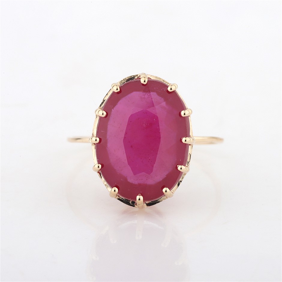 Yellow Gold Natural Ruby Ring with Valuation