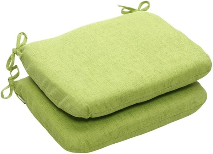 PILLOW PERFECT Indoor/Outdoor Green Textured Solid Round Seat Cushion, 2-Pa