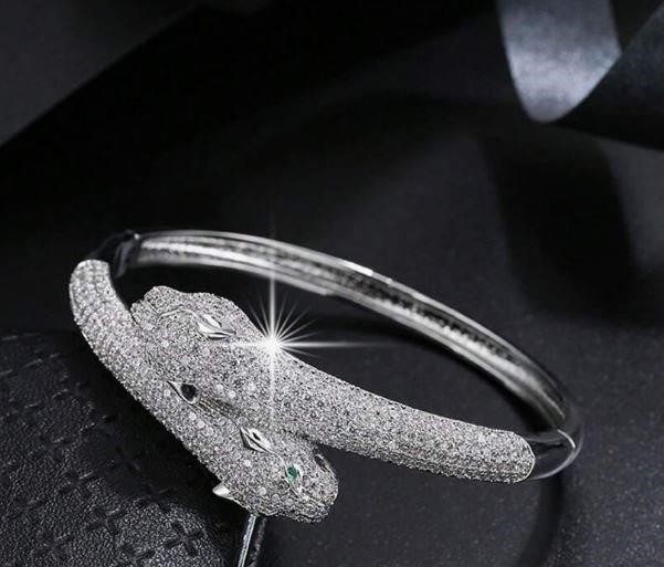 Set 18KGF/Italy Stamped White Gold Filled Dragon Bangle & Ring