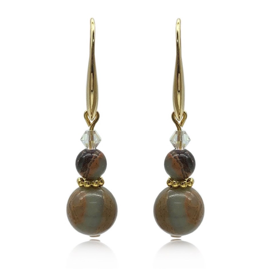 Aqua Terra Jasper Gemstones & Swarovski® Crystal Earrings