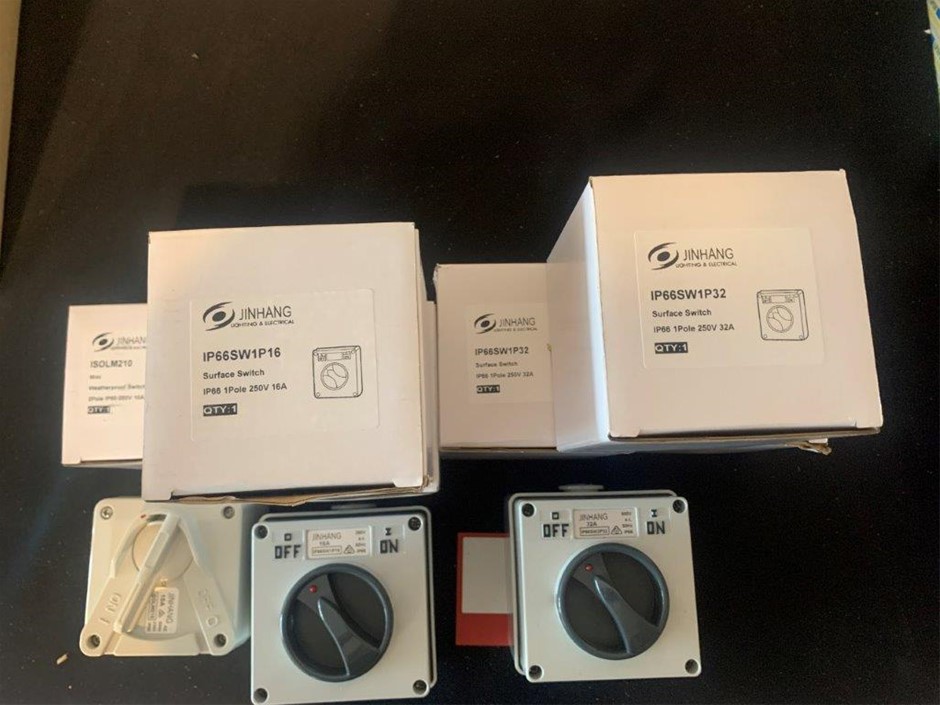 New in Boxes Various Jinhang Switches, IP66, 1 Pole - Qty 6