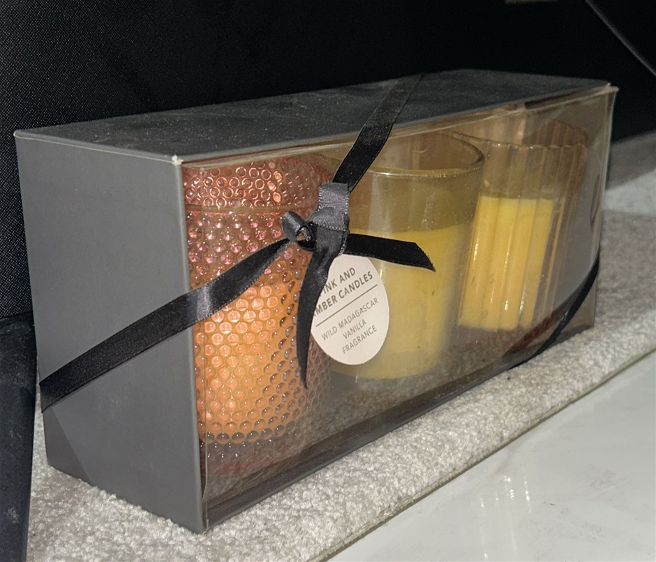 3x Pink & Amber Candles