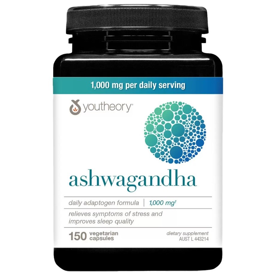 YOUTHEORY Ashwagandha 1000mg 150 Capsules, BB: 03/ 2027.