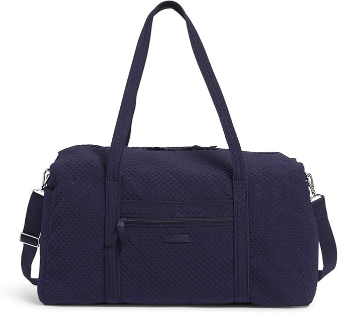 VERA BRADLEY Women's Microfiber Large Travel Duffle Bag, Navy, One Size