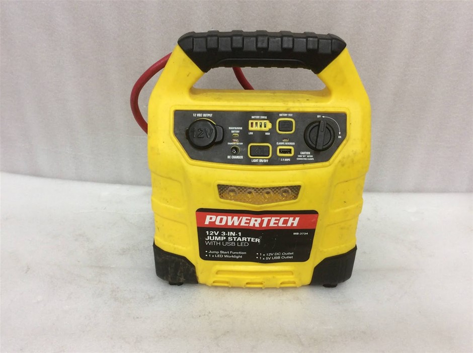 Powertech MB-3734 12V 3-In-1 Jump Starter With USB LED Auction (0006 ...