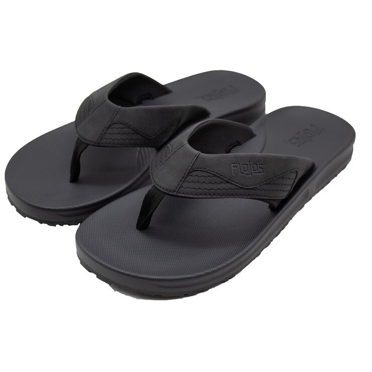 FLOJOS Men's Jorge 2.0 Flip Flops, Size 8, Memory Foam, Black. Buyers Note