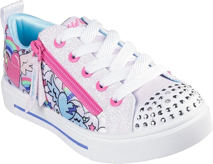 SKECHERS Girl's Twinkle Toes,Twinkle Sparks Light Up Sneaker With Flying He
