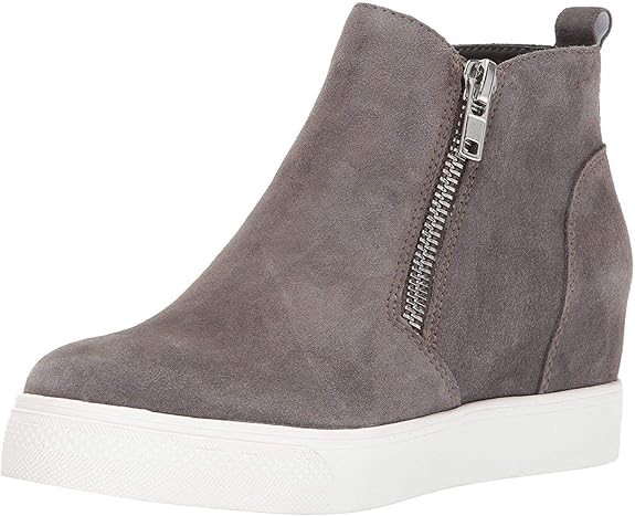 STEVE MADDEN Women's Wedgie Sneaker, Grey Suede, Size 8.5 US (WEDG01S1)  Bu