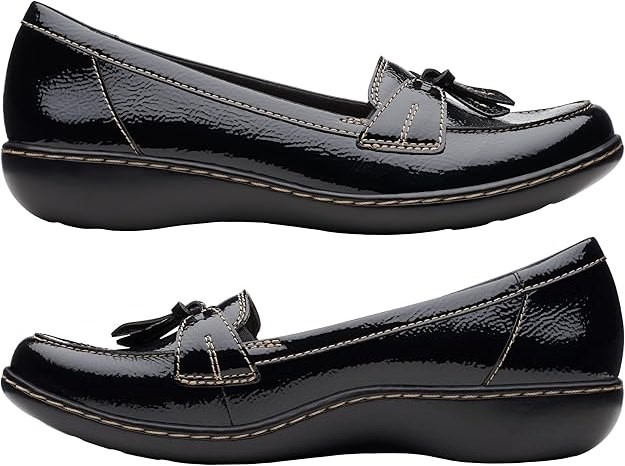 CLARKS Women's Ashland Bubble Slip-On Loafer, Black, 5 US/EU35, (67331). B