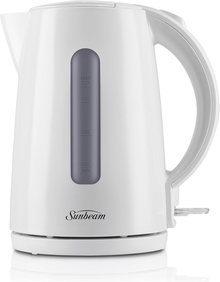 SUNBEAM Rise Up Kettle, 1.7L, White, Model No.: KEP0007WH. NB: Damaged box.