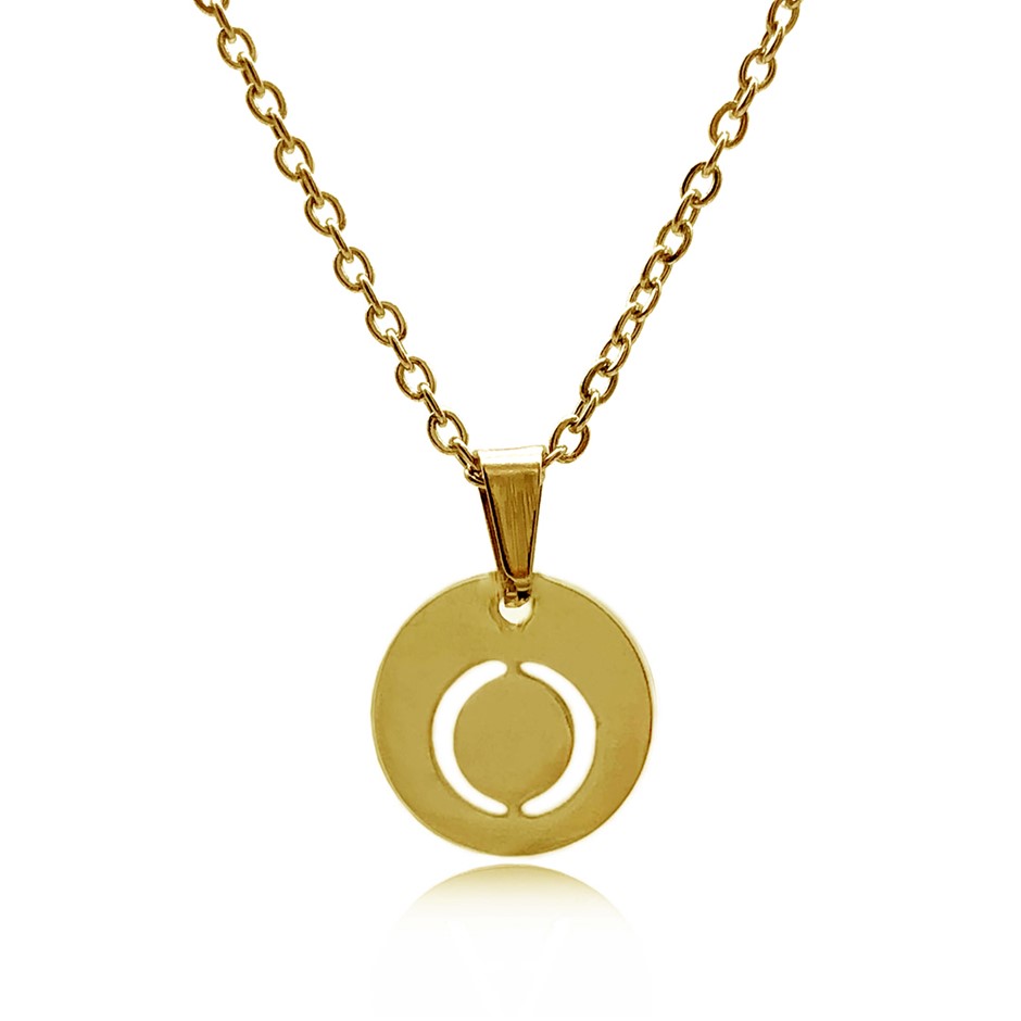 Initial Charm Letter 'O' Gold Plated Pendant Necklace