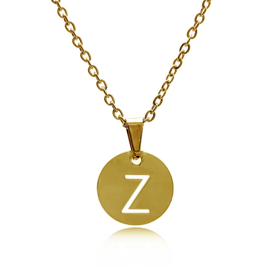 Initial Charm Letter 'Z' Gold Plated Pendant Necklace