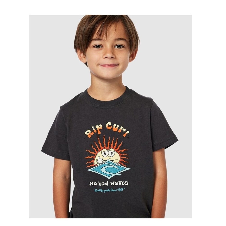 RIP CURL Boy's Sun Shaka T-Shirt - Washed Black, Size 3-4. RRP: $30. Buyer