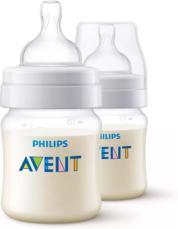 PHILIPS AVENT Anti-Colic Baby Bottles, 125ml, 2-pack, SCY100/02. NB: Slight