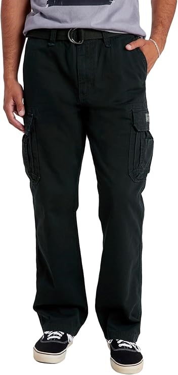 UNIONBAY Men's Survivor Belted Cargo Pant, Size 44x32, Black (667Y), Y15EH3