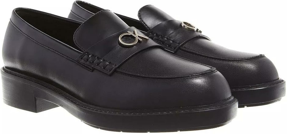 Calvin Klein Women's Leather Loafers, Black, 7.5 US