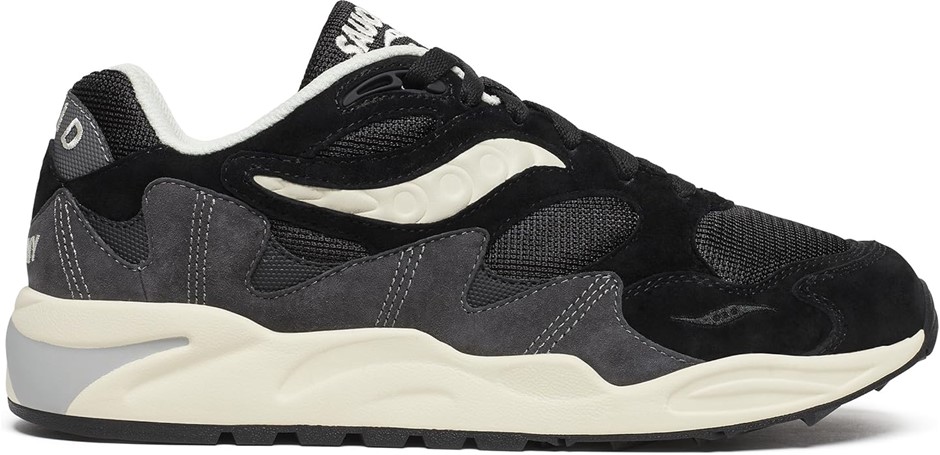 Saucony Unisex Grid Shadow 2 Sneaker, Black/Cream, US M12W13.5