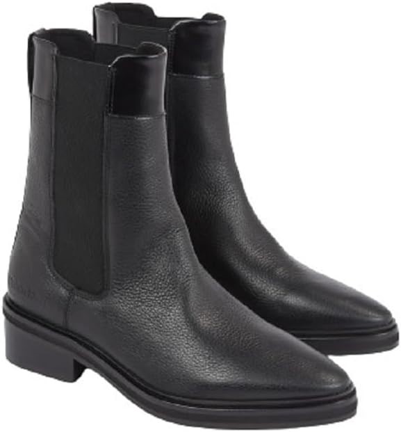 Calvin Klein Women's Leather Chelsea Boots, Black, 8.5 US