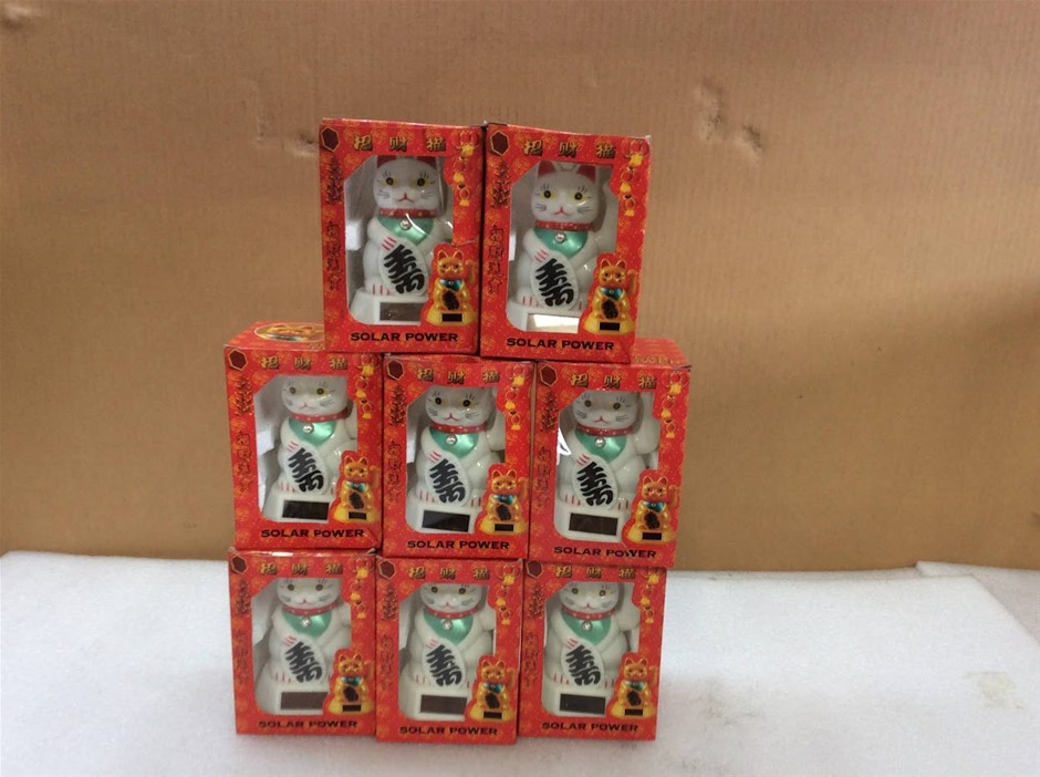 Solar Power Lucky Cat (Maneki Neko) - (Lot of 8)