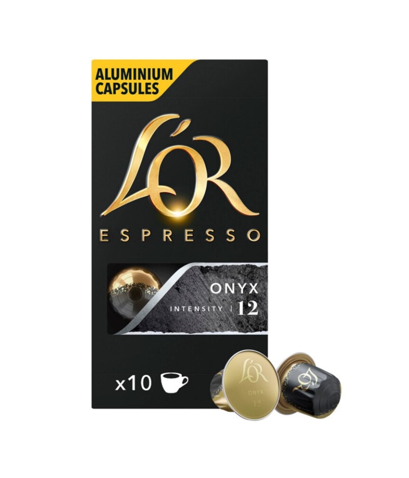 10 x Pack of 10pc L'OR Espresso Onyx Coffee Capsules, 52g. N.B: Damaged pac