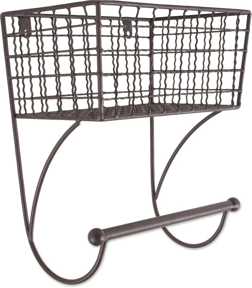 HOME TRADITIONS Rustic Metal Wall Mount Shelf with Towel Bar, Small Z02227.