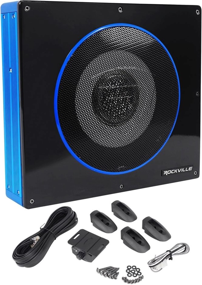 Rockville RW8CA 8" 600 Watt Low Profile Under-Seat Active Powered Car Subwo