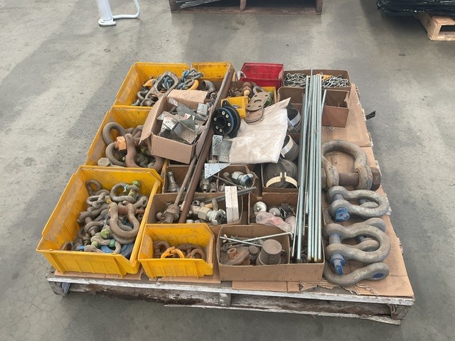 <p>Assorted Size D Shackles, Hammer Locks, Air Fittings, All tread rods</p>