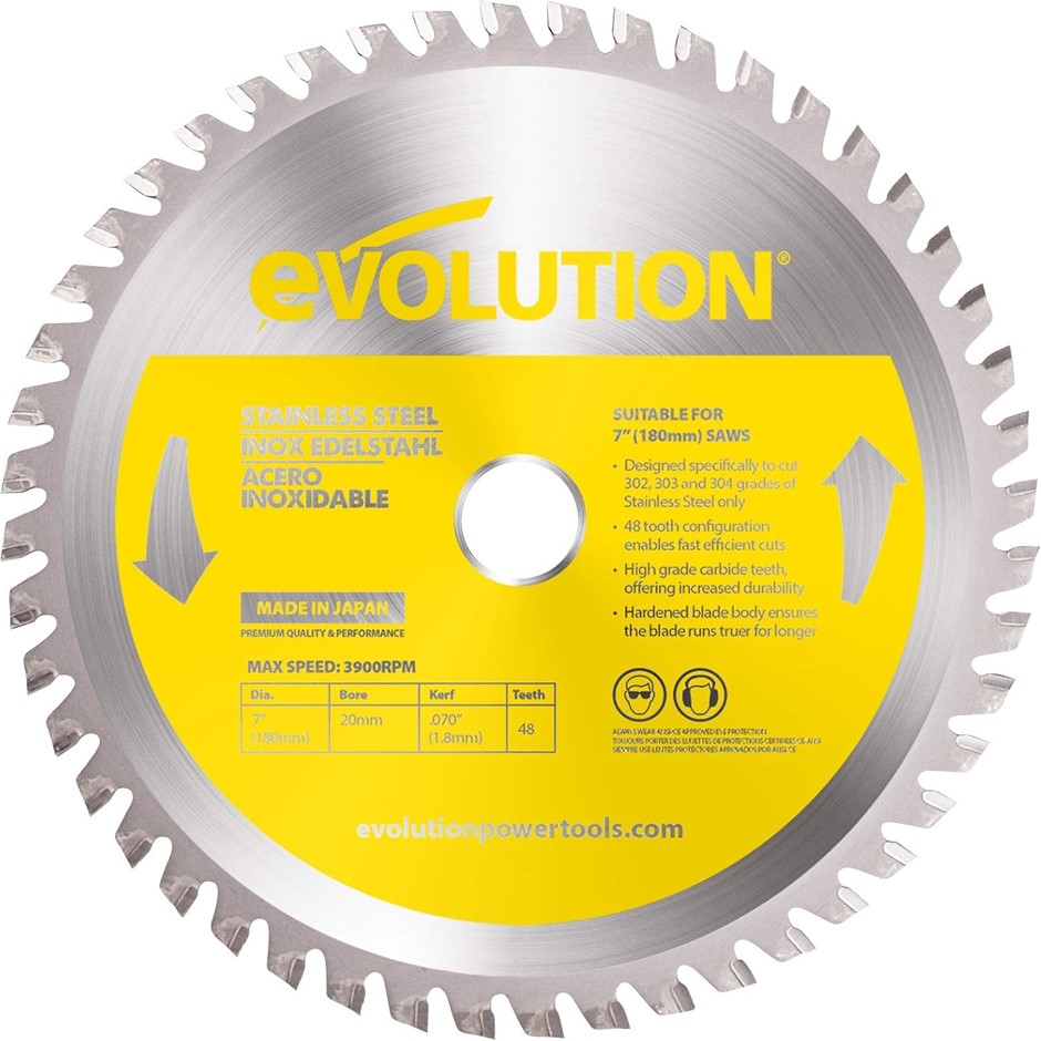 EVOLUTION 180BLADESS Stainless Steel Cutting Saw Blade, 7-Inch x 48-Tooth.