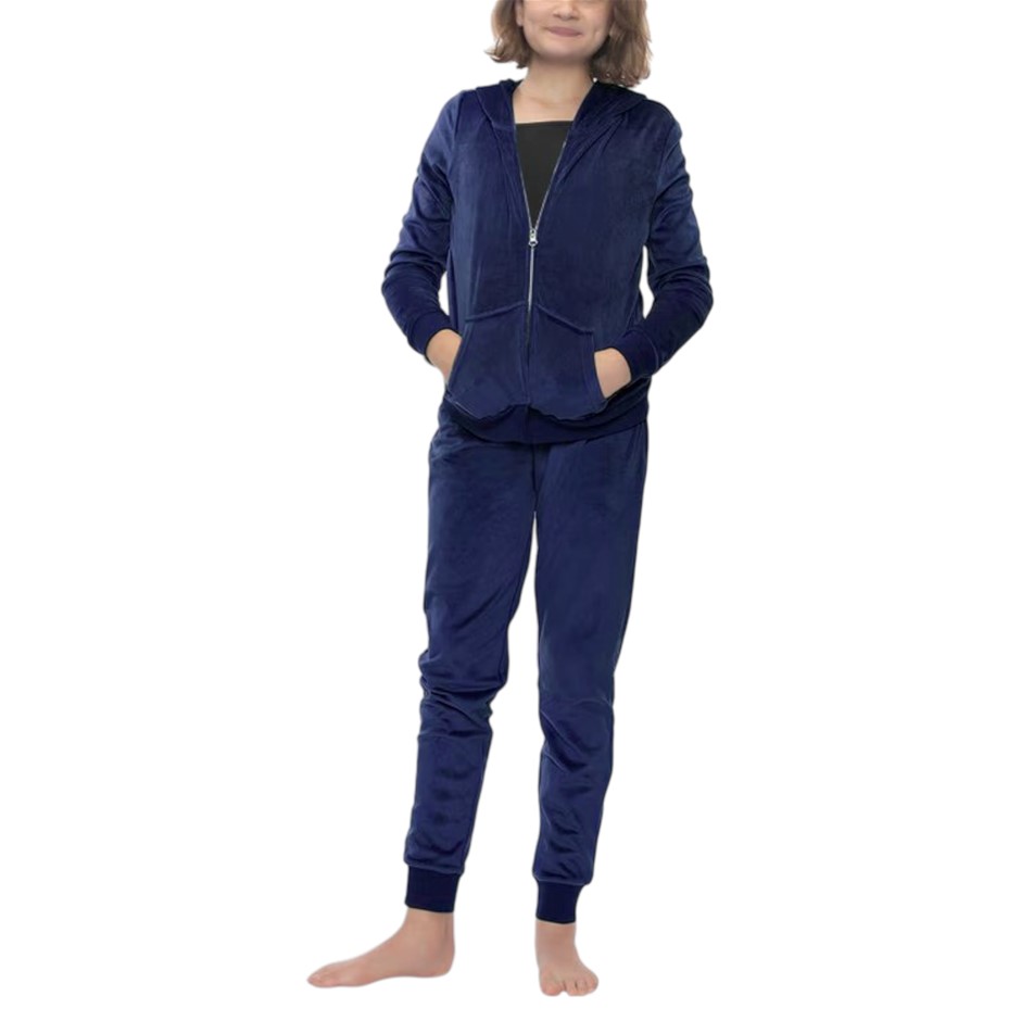 JEZZIE'S Girls' 2pc Velour Set, Size M, Blue/Peacoat. Buyers Note - Discou