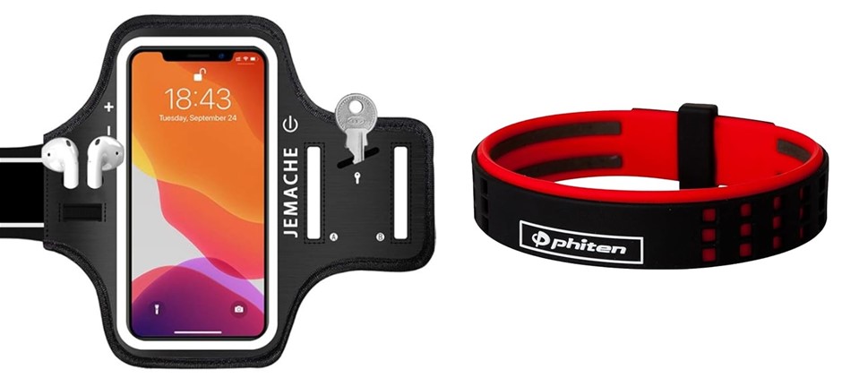 FITNESS ACCESSORY BUNDLE: JEMACHE Water-Resistant iPhone Armband Case (Dark