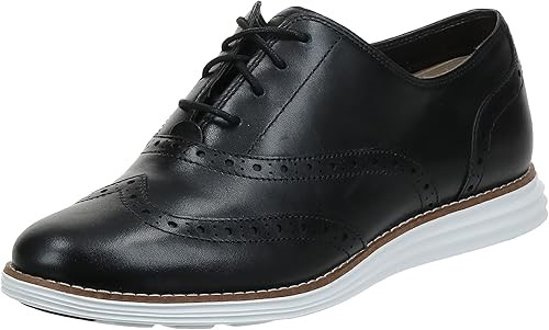 Cole Haan Women's Originalgrand Wingtip Oxford, Black/Optic White, 8.5