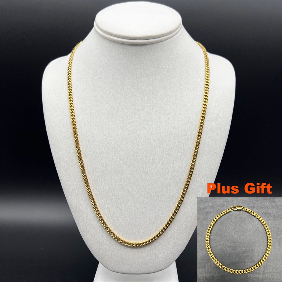 18K Gold-Filled Cuban Link Chain Necklace, 4MM Wide - 55.8cm