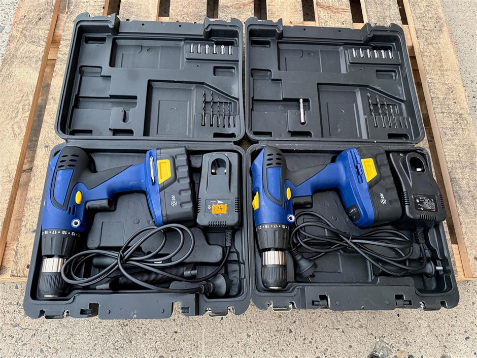 24V Cordless Drill Kit, 2-speed Gearbox (Tested and working) x 2 units