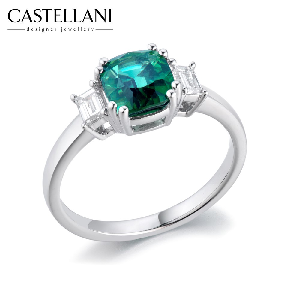 1.95tcw Certified Natural Green Tourmaline Gold Ring