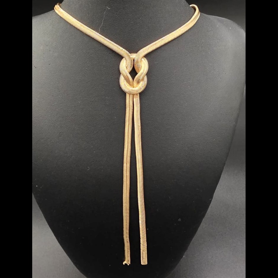 Designer Chunky Knotted Necklace in Gold