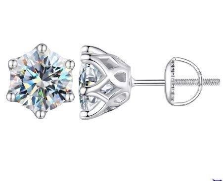 2.0ctw GRA Moissanite white Brilliant Cut 925 Sterling Silver Earring-VVS1