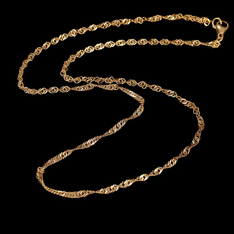 Classic 2mm Stainless Steel Delicate Twist Chain Necklace - 50cm (yellow)