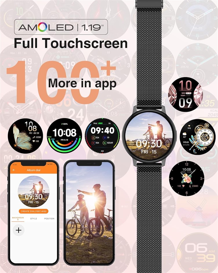 Smart Watch Men Women w/ Call Function AMOLED Fitness Watch w/ Heart Rate