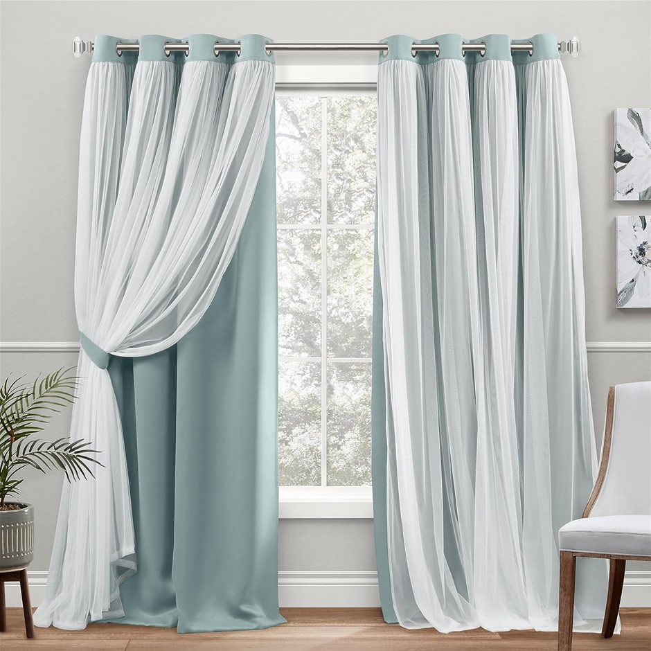 TOWN & COUNTRY LUXE Talia Double Layer Indoor Curtains, Sheer & Room Darken