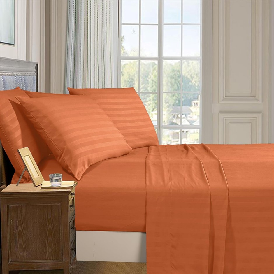 ELEGANT COMFORT Luxury Dobby Stripe 4-Piece Sheet Set 1500 THC Microfiber,